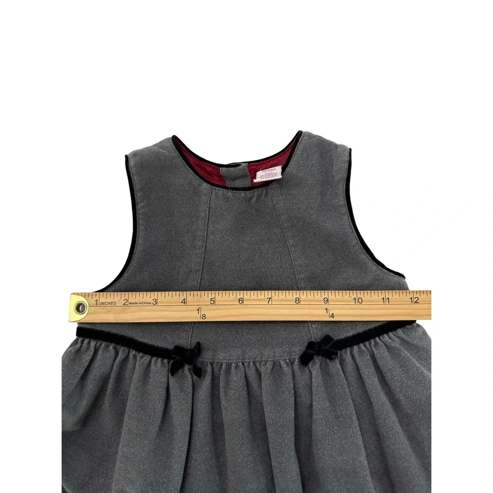 VTG Gymboree 2002 Victoian Charm Line Gray Dress Black Velvet Roses Size 4 yrs